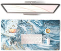 QiyI PU Leather Large Mouse Pad, Office Decor, 31.5" x 15.7", Blue Marble | Desk Décor Accessories, Extended Size, Waterproof & Easy to Clean, Smooth Surface, Non Slip Desk Organization by QIYI