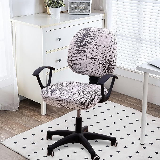 Smiry Stretch Printed Office Computer Desk Chair Covers for Seat & Backrest | Stretch Fit, Soft Fabric Universal Washable Removable, Anti-Dust Rotating Chair Slipcovers Protector - Image 2
