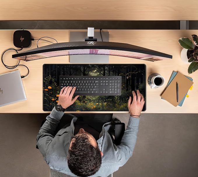 Dark Forest Desk Mat Mouse pad, Green Nature Deskmat XXL Large Extended Aesthetic Plant Mousepad Gaming Desk Pad, Big Laptop Computer Keyboard and Mouse Mat for Women Office Desk Decor 31.5x15.7 in - Image 7