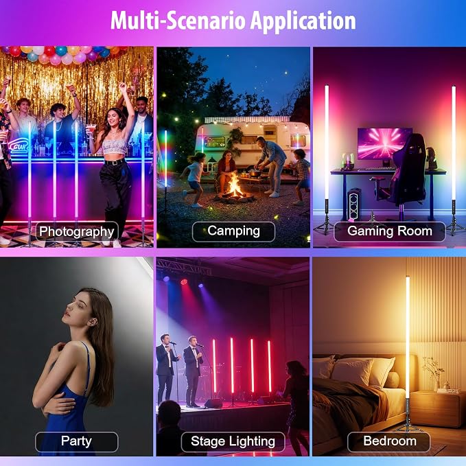 4 Pack DJ Tube Lights 4ft Battery Powered Light Bar 120cm Handheld LED DJ Lights with Stand, Music Sync, 500 Vivid Effects, Portable Stick Lights for Concer Neon Parties Stage Lighting Photography - Image 3