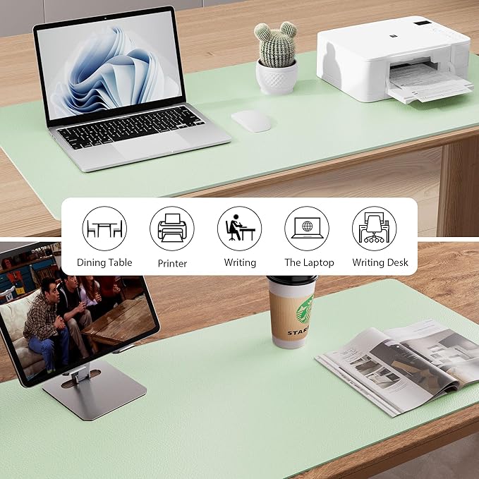 Aothia Faux Leather Desk Mat – Large Mouse Pad, Non-Slip PU Leather Blotter, Waterproof Writing Surface for Office and Home (Aqua, 47.2" x 23.6") - Image 8