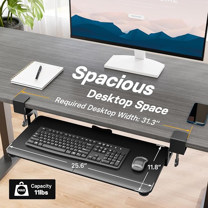 BONTEC Under Desk Keyboard Tray, Pull-Out Keyboard & Mouse Platform - Image 5