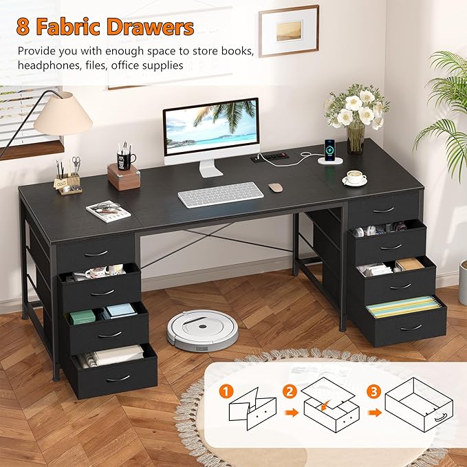 60 Inch Computer Desk with 8 Drawers for Home Office, Bedroom, Living Room - Image 6