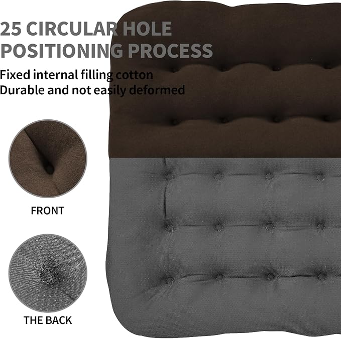 BUYUE Good Support Office Chair Cushion Padded, Soft Velvet Comfortable Non-Slip Seat Cushion for Computer Desk Kitchen Chair (1 Count, Brown) - Image 3