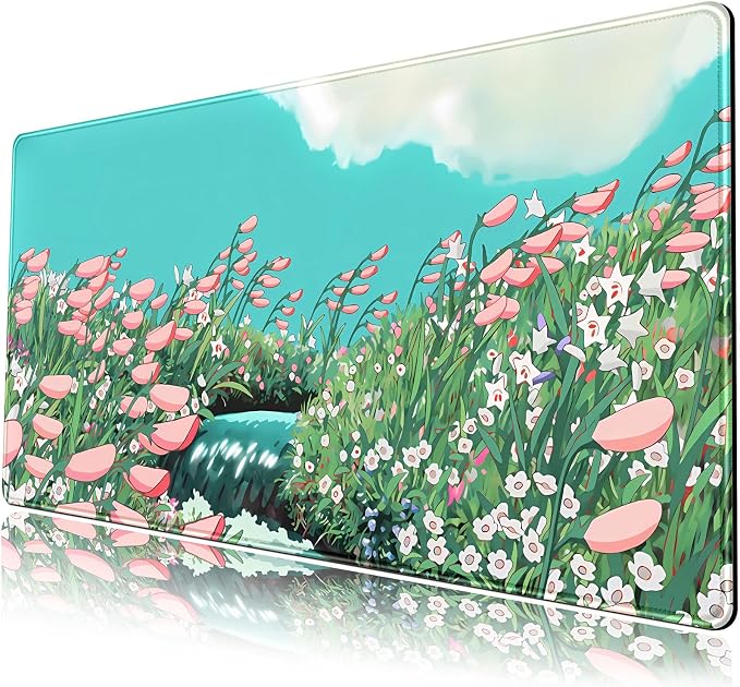 Cute Anime Floral Desk Mat Sage Green Large Mouse Pad XL Gaming Mousepad Kawaii Desk Keyboard Pad Laptop Computer Mouse Mat Cute Desk Decor Desk Pads On Top of Desks for Desktop 31.5''X 15.7'' - Image 7