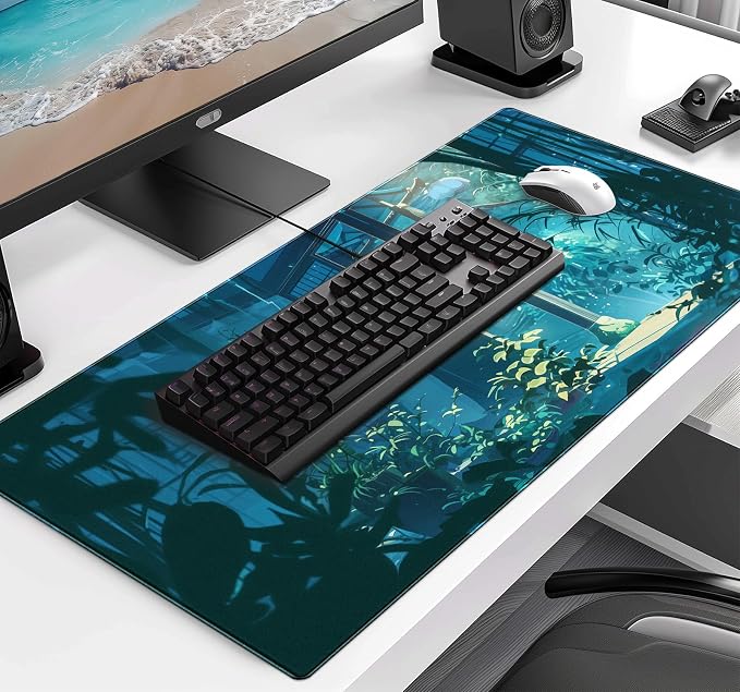 Tropical Plants XL Extended Gaming Keyboard Pad Computer Non Slip Mouse Pad | Large Extended Mouse Pad; Full Desk Coverage; Waterproof Coating; Stable Anti-Slide Base For Gaming, Office, Study Daily Use - Image 3