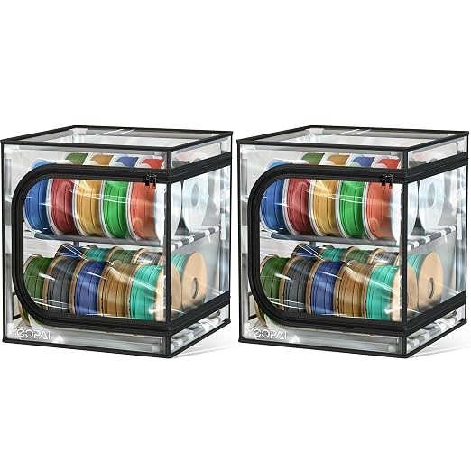 YOOPAI 3D Printer Filament Storage Box – 2 Tier Filament Storage Rack with Transparent Cover, Holds Up to 48 Rolls 1KG – 3D Filament Storage Organizer for Home, Workshop & Studio(20 Roll*2) by YOOPAI