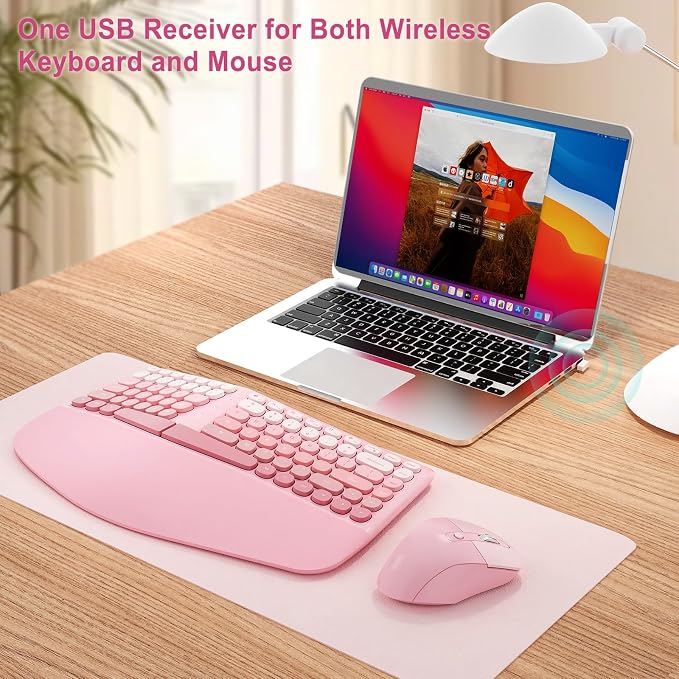 Ergonomic Wireless Keyboard Mouse, Gaming Typewriter Set with Wrist Rest - Image 4