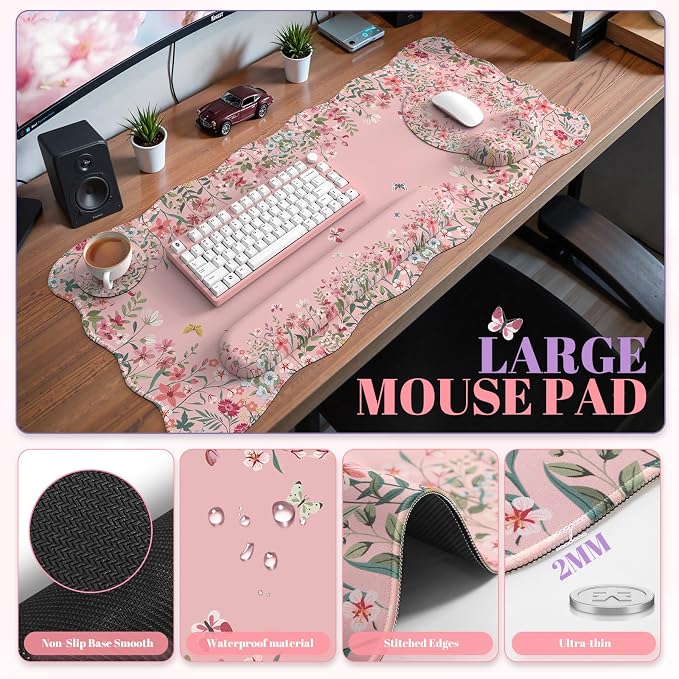 iCasso Pink Keyboard Mat 35.4"x15.7", Desk Protector for Classroom - Image 2