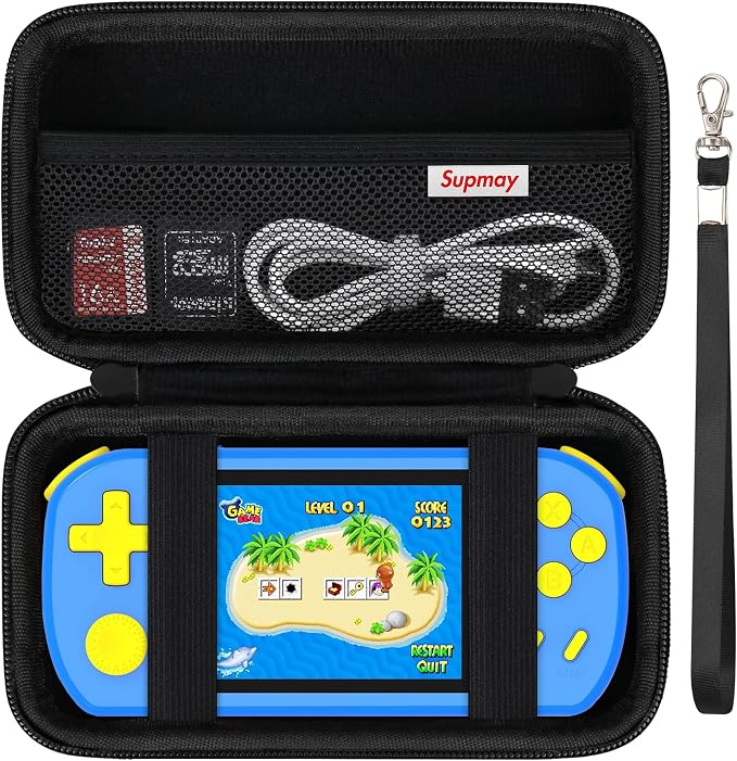 Supmay Carrying Case Compatible with CCTU / TEBIYOU Kids Handheld Games Preloaded 218 Retro Video Games, Portable Gaming Electronic Toys Storage Holder Travel Bag with Mesh Pocket for USB Cable, Black by Supmay