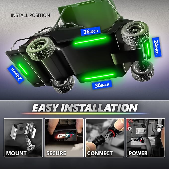 OPT7 Aura Pro RGB Aluminum Golf Cart Underglow with App & Remote, 12V - Image 5