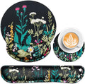 Mouse Pad with Wrist Rest Set, 3-in-1 Wrist Support Mouse Pad Set, Floral by QOMOLAMA