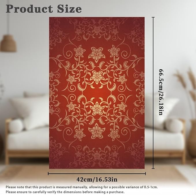 Classical Floral Print Red Small Recliner Headrest Cover 26x16 Inch 3/Set - Waterproof Washable Polyester Fabric, Sofa Non-Slip Design with Fixing Fixing Nails for Home/Office - Image 6