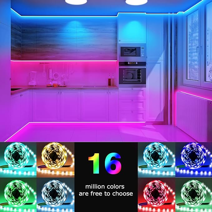 Keepsmile 65.6ft Led Lights for Bedroom,Bluetooth Smart APP Control Color Changing RGB Led Strip Lights with Remote Control Led Lights for Room Kitchen Party Home Decoration - Image 2