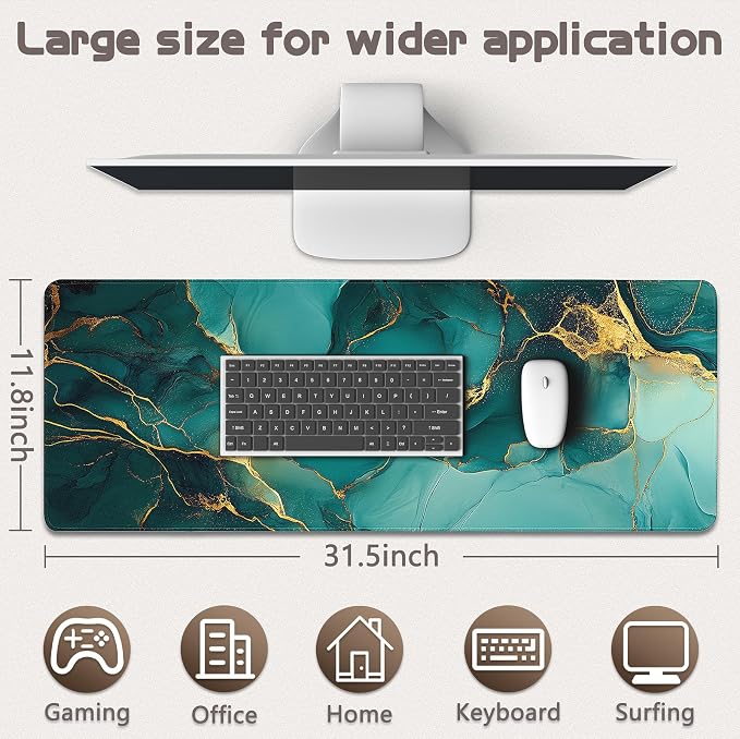 Gaming Mouse Pad - (31.5"×11.8") Marble Large Mouse Pads for Desk - Desk Mat for Keyboard and Mouse with Non-Slip Base, Desks Pad Matfor Game/Office & Home - Image 5