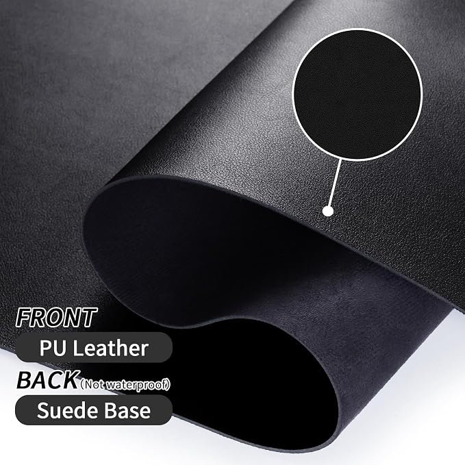 Leather Desk Pad, Black Desk Mat, Non-Slip Desk Protector Mat, Leather Desk Blotter, Computer Desk Pad, Waterproof Desk Mat for Home Office and Decor(31.5×15.7 Inches) - Image 4