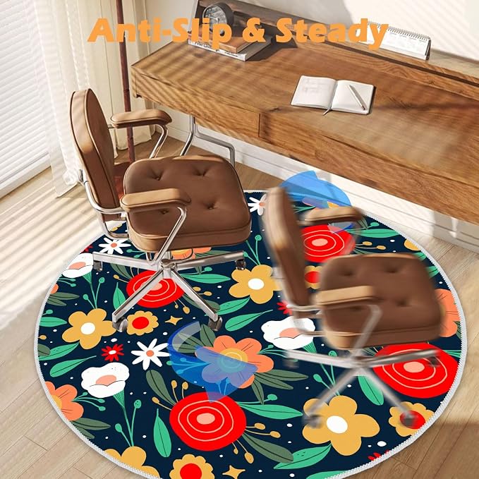 4ft/48in Home Office Chair Mat for Hardwood Floor, Anti-Slip Desk Chair Mats, Computer Gaming Chair Mat for Rolling, Low Pile Carpet Floor Chair Mats(Colorful-2) - Image 4