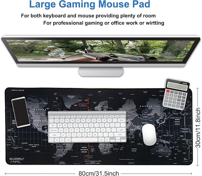 Professional Large Mouse Pad,31.5 x 11.8 in Extended Gaming Mouse Pad,Smooth Lycra Fabric,Non-Slip Rubber Base,Precision Stitched Edges, for Work,Gaming,Writting & Home-80x30 Dtcmh - Image 3