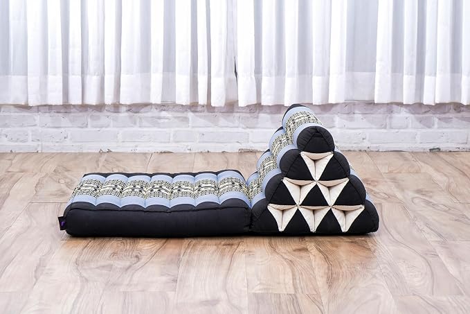 Leewadee 1-Fold Mat with Triangle Cushion – Comfortable TV Pillow, Foldable Mattress with Cushion Made of Kapok, 30 x 20 inches, Blue - Image 7