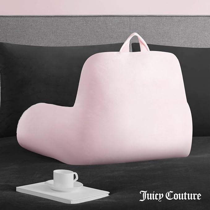 Juicy Couture Velour Backrest Pillow with Rhinestone Juicy Logo - 30"x17", Light Pink Supportive Bed Rest Pillow for Reading, Gaming, or Relaxing - Image 5