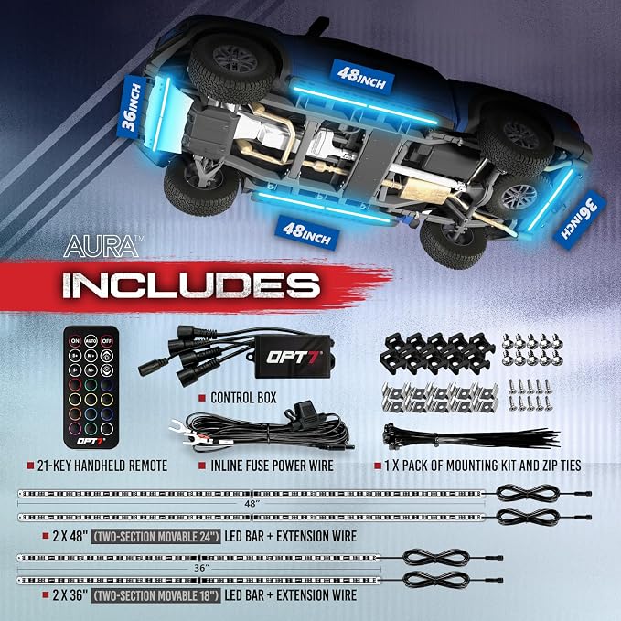 OPT7 Aura RGB Aluminum Truck Underglow Kit with Remote Control - Image 5