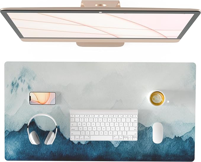 QiyI PU Leather Large Mouse Pad, Office Decor, 31.5" x 15.7", Mountain | Desk Décor Accessories, Extended Size, Waterproof & Easy to Clean, Smooth Surface, Non Slip Desk Organization by QIYI