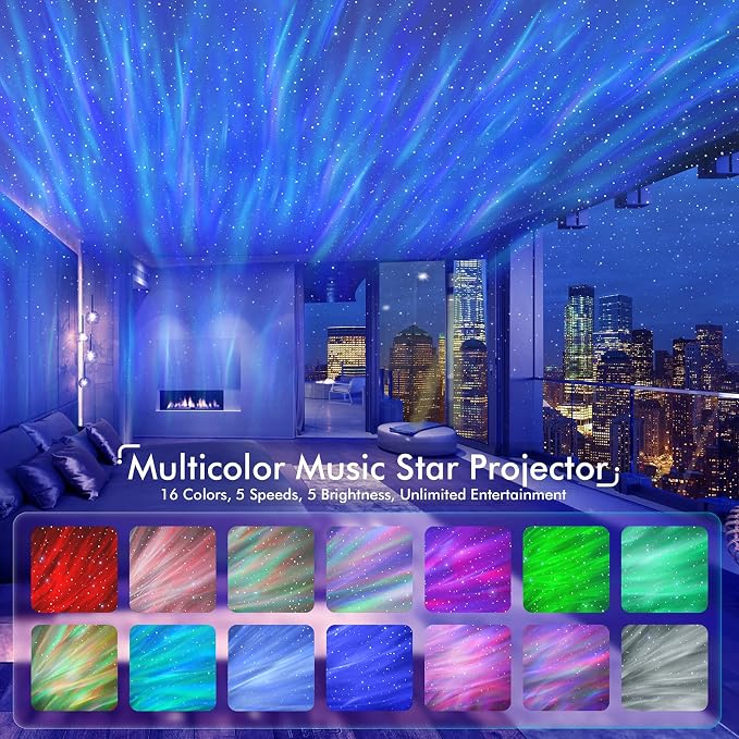 Rossetta Star Projector, Galaxy Projector for Bedroom, Bluetooth Speaker and White Noise Aurora Projector, Night Light Projector for Kids Adults Gaming Room, Home Theater, Ceiling, Room Decor - Image 2