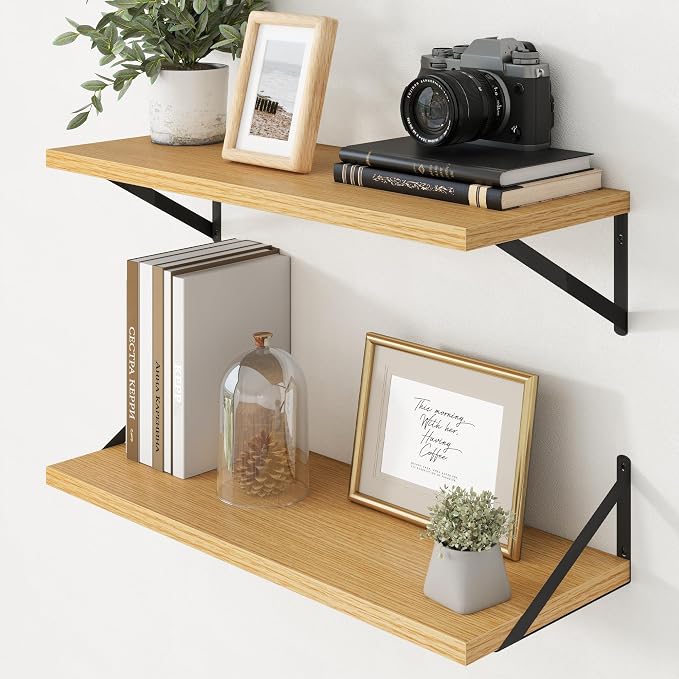 Axeman Deep Floating Shelves - 30 Inch Floating Shelves Set of 2-12 Inch Deep Oak Wall Shelves for Living Room Bathroom Kitchen by Axeman