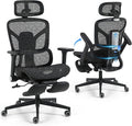 Korser Ergonomic Mesh Office Chair with Footrest, Big and Tall Desk Chair with 4D Flip-Up Arms, Auto-Tracking Lumbar Support, 3D Headrest, High Back Computer Gaming Chair for Home Office, Black by KORSER