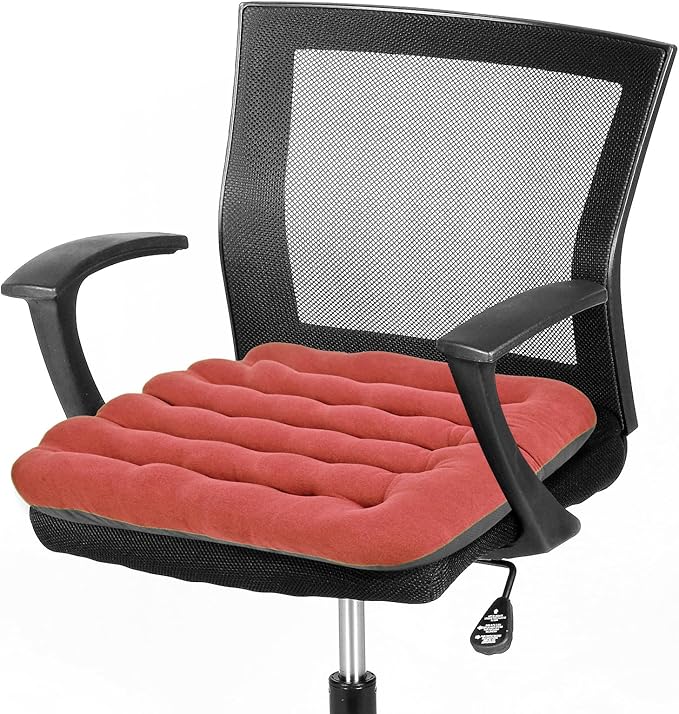 BUYUE Good Support Office Chair Cushion Padded, Soft Velvet Comfortable Non-Slip Seat Cushion for Computer Desk Kitchen Chair (1 Count, Rose) by BUYUE