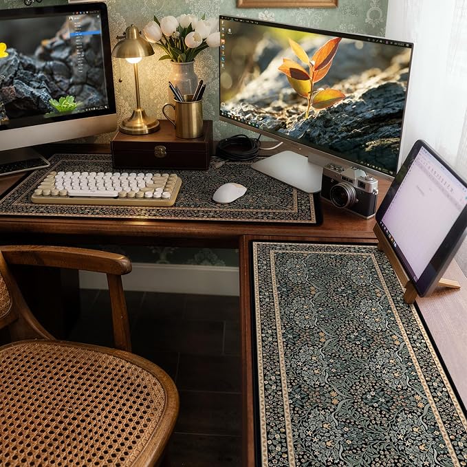 iCasso Desk Cover Mat, Office Mouse Pad,35.4x15.7in,Retro Black | Extra Large Matt for Desktop, Anti-Slip Big Mousepad with Stitched Edges for Computer, PC, Office, Home Workspace - Image 9