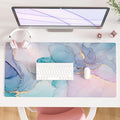 QiyI PU Leather Large Mouse Pad, 31.5" x 15.7", Blue Pink Fluid | Desk Décor Accessories, Extended Size, Waterproof & Easy to Clean, Smooth Surface, Non Slip Desk Organization by QIYI