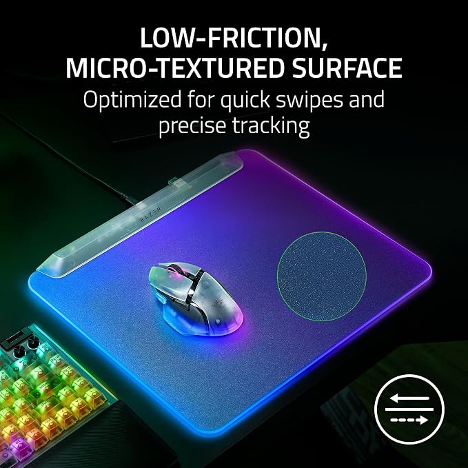 Razer Firefly V2 Pro Fully Illuminated RGB Gaming Mouse Mat: Backlit Design - 15 Zone Chroma Lighting - USB 2.0 Port - Detachable USB Type C Cable - Micro Textured Surface - Anti Slip Base - Image 6