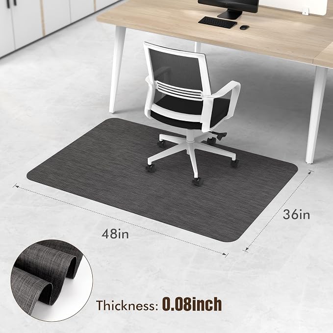 Blvornl Office Chair Mat for Hardwood Floor, Computer Chair Mat, 36"x 48" | Black, Waterproof, easy to clean, suitable for hardwood, laminate, Rattan Woven Pattern, Durable Solid PVC Material - Image 2