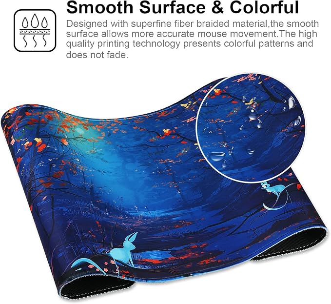 Large Gaming Mouse Pad with Stitched Edges,[27.5x11.8In] Extended Mouse Pad with Non-Slip Natural Rubber Base for Gamer/Desktop/Office/Home 70x30 Forest07 - Image 4