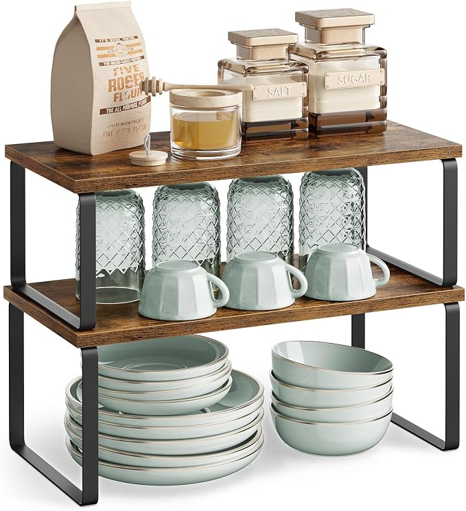 SONGMICS Cabinet Organizer Shelf, Set of 2 Spice Rack, Kitchen Storage - Image 8