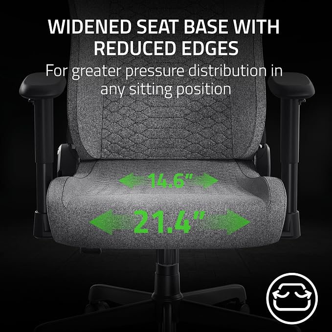 Razer Iskur V2 X Ergonomic Gaming Chair, Light Gray Edition | Built-In Lumbar Support, Wide Seat, High Density Foam Cushions, Adjustable 152 Degree Recline, 2D Armrests, Plush Fabric - Image 5
