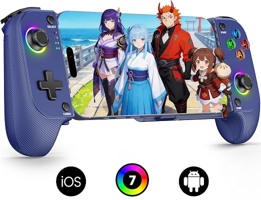 Mocagen MC1 Phone Controller for iPhone & Android – Ergonomic Grip, Low Latency, Case Friendly, Bluetooth Mobile Controller with Hall Effect Joysticks, Portable Travel Companion for Car/Leisure(Blue) by Mocagen