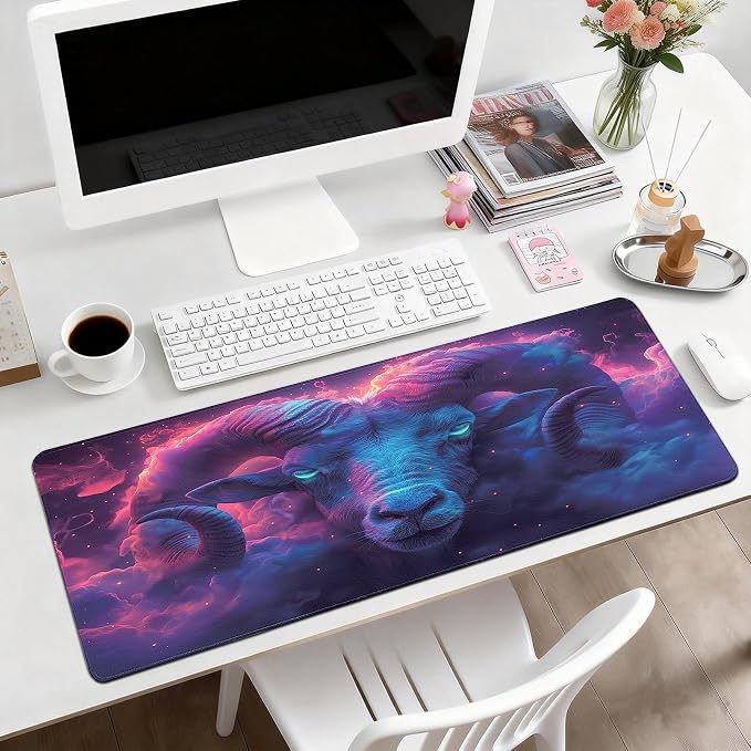 Gaming Desk Mat with Silky Smooth Surface & Exquisite Patterns,31.5x11.8 Inches Large-Sized Mouse Pad, Perfect for Extended Gaming,Work,and Home Office Decor (Taurus 1) - Image 2