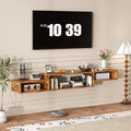 59 Inch Floating TV Stand, Wall Mounted Entertainment Center, Rustic Brown by 4EVERWINNER