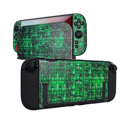 DLseego Protective Hard Case for Nintendo Switch 2 (2025), Anti-Slip Shock-Absorption Protective Hard Case Game Handle Controller, 1 Hard Console Base Replacement Shell, 4 Thumb Grips, Grid - Green by DLseego