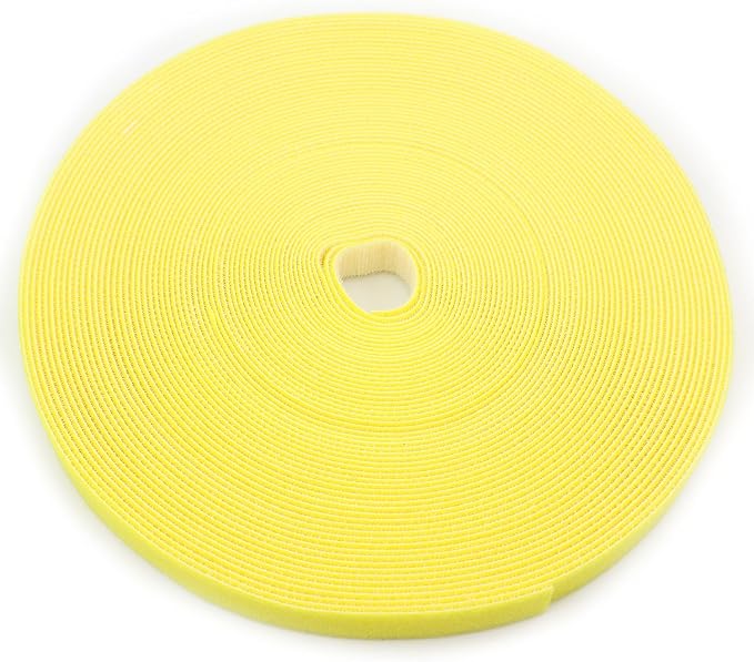 Reusable Fastening Tape Cable Ties 3/4 Inch Double Side Hook Roll (25 Yard, Yellow) by SAISN