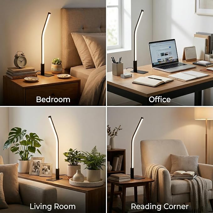LED Touch Bedside Table Lamp,3 Color Temperatures,Dimmable,6W,Black - Image 3