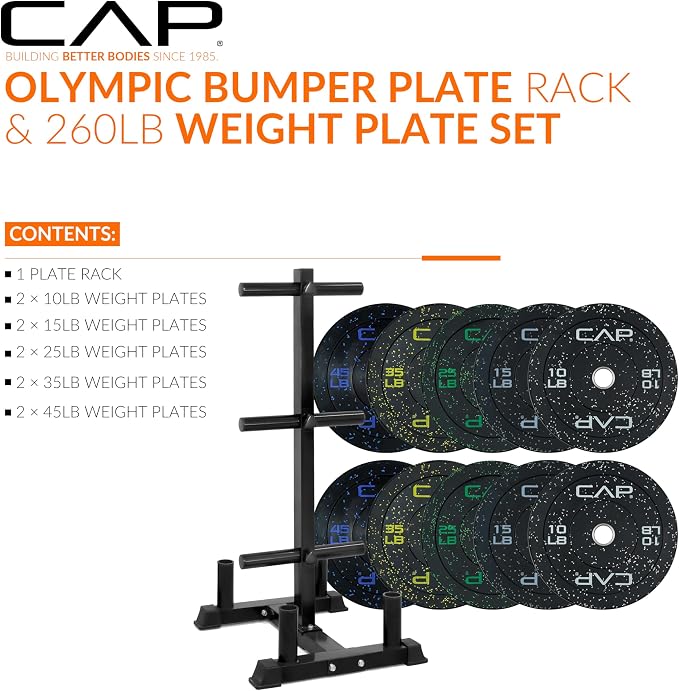 CAP 2-inch Olympic Bumper Plate Weight Set | 100-370 lbs | Multiple Colors | Storage Rack Optional - Image 2