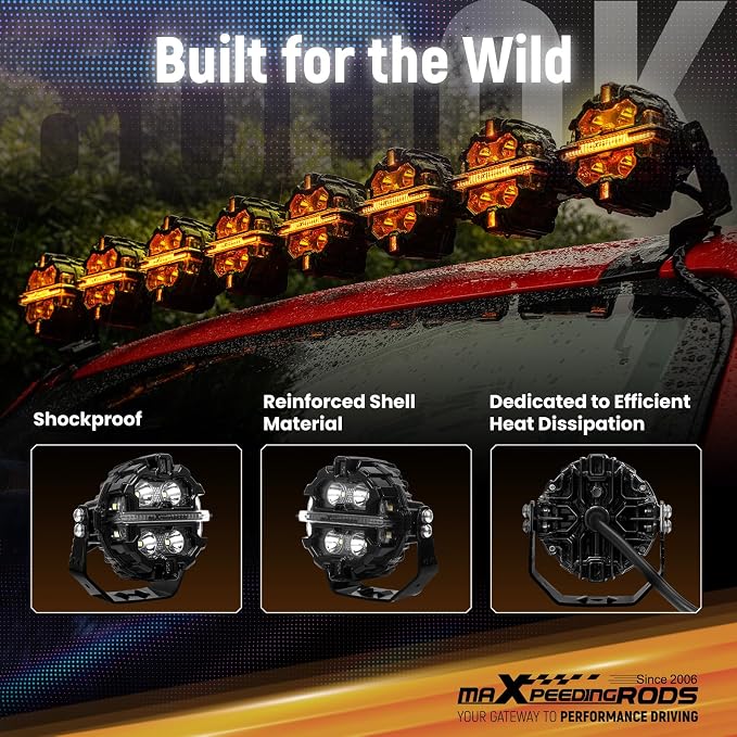 maXpeedingrods 3.5in 19200LM LED Offroad Lights w/7 RGB Colors Side Shooter - Image 7