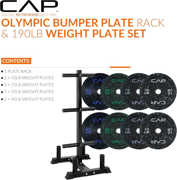 CAP 2-inch Olympic Bumper Plate Weight Set | 100-370 lbs | Multiple Colors | Storage Rack Optional - Image 2