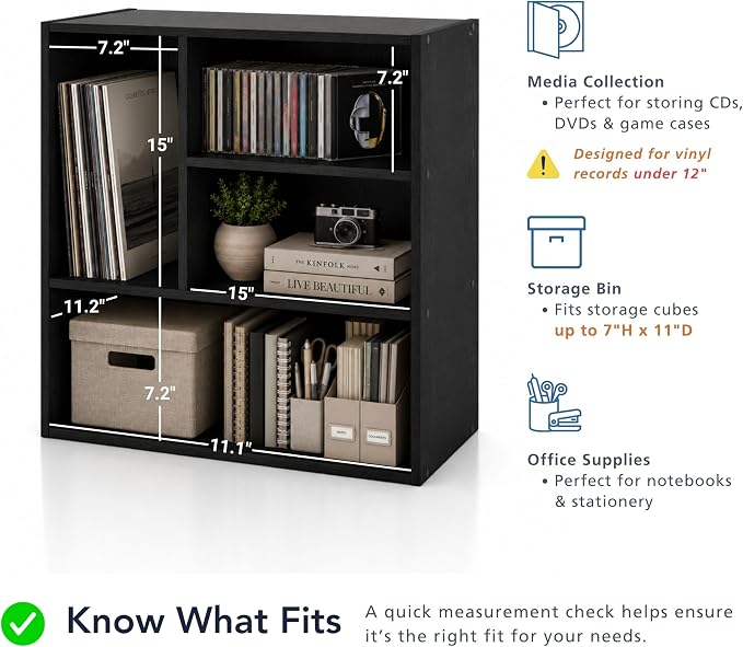 Homes: Inside + Out Apexa 4-Vertical Storage Organizer Shelves, Stackable Wood Bookcase for Organization, Dorm Teen Room Decor & Home Office, White - Image 4