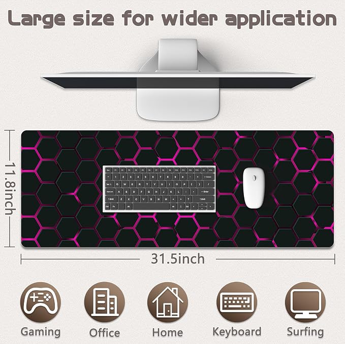 Mouse Pad Gaming - Desk Mat for Keyboard and Mouse - Large Mouse Pads for Desk, Gaming Mousepad with Non-Slip Base, Desks Pad (31.5" X 11.8") for Game, Office and Home - Image 5