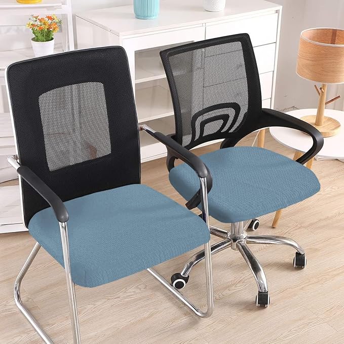 Smiry Office Computer Chair Seat Covers for Desk, Anti-dust Protector | Stretch Jacquard Removable Washable Desk Chair Seat Cushion Protectors, Airy Blue - Image 2