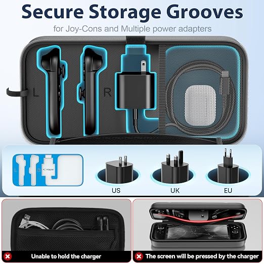 OIVO Carrying Case Compatible with 2025 Nintendo Switch, Portable Switch 2 Travel Carry Case Fit for Joy-Con 2 & Adapter, Hard Shell Protective Pouch Bag with 24 Game Slots, Gray - Image 2